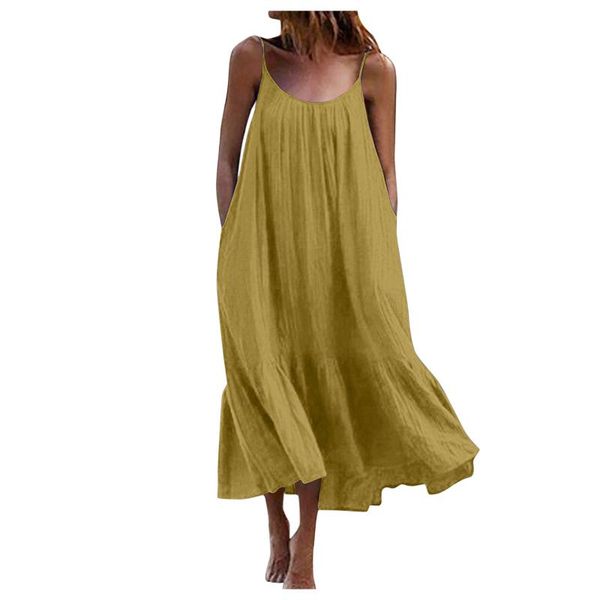 casual dresses women a-line solid color dress tropical backless maxi sleeveless beach spaghetti strap pockets, Black;gray
casual dresses women a-line solid color dress tropical backless maxi sleeveless beach spaghetti strap pockets, Black;gray
