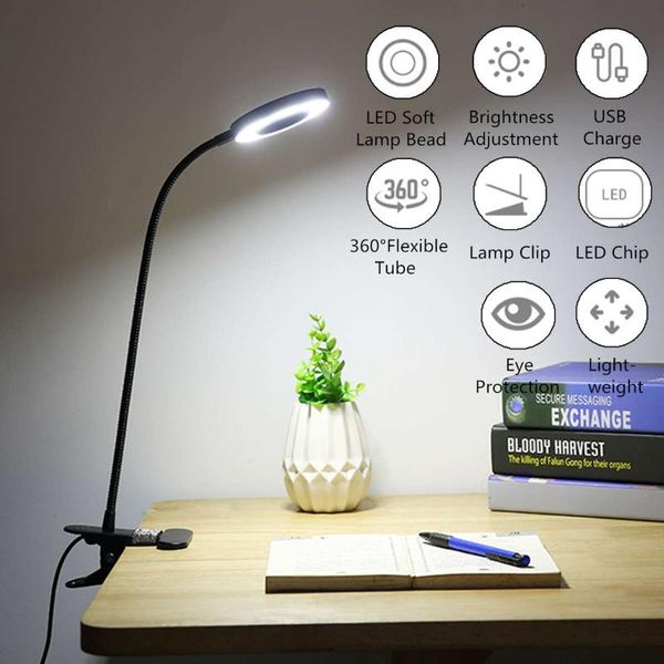 book lights 7w flexible bed reading usb power clip holder light desk lamp eye care night led table for study room
book lights 7w flexible bed reading usb power clip holder light desk lamp eye care night led table for study room