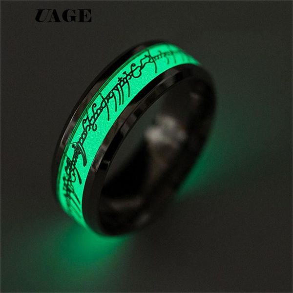 cluster rings uage design titanium steel luminous ring glowing in the dark wedding engagement for women men jewelry, Golden;silver 
cluster rings uage design titanium steel luminous ring glowing in the dark wedding engagement for women men jewelry, Golden;silver
