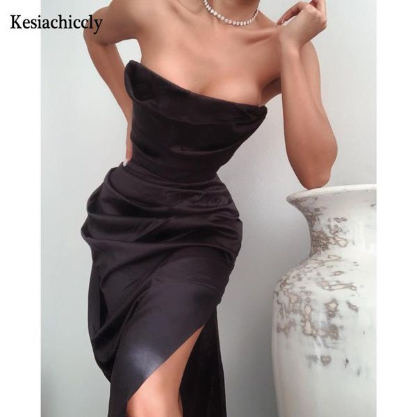 kesiachiccly satin maxi dress women off shoulder sleeveless backless side split long 2021 spring summer lady vestido casual dresses, Black;gray
kesiachiccly satin maxi dress women off shoulder sleeveless backless side split long 2021 spring summer lady vestido casual dresses, Black;gray