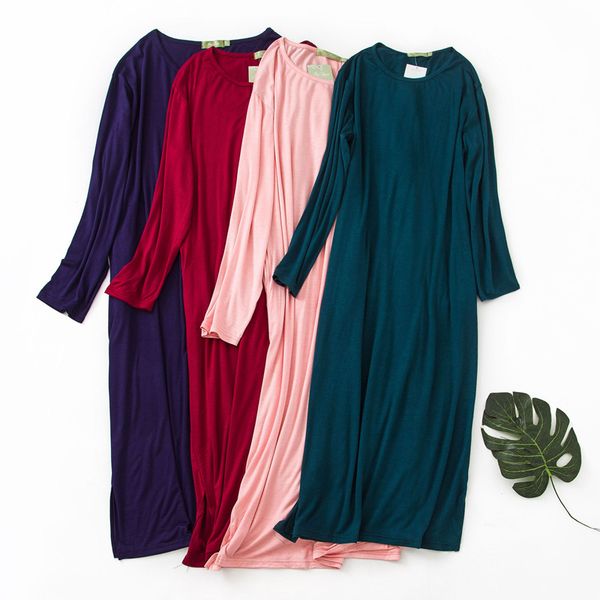 women's sleepwear summer nightshirt thin soft modal nightgowns long sleeve sleepshirts solid big size women night dress 28ek, Black;red
women's sleepwear summer nightshirt thin soft modal nightgowns long sleeve sleepshirts solid big size women night dress 28ek, Black;red