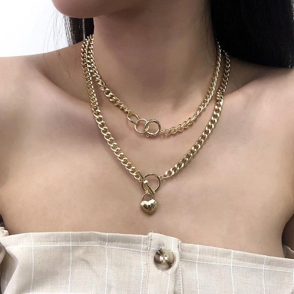 love heart lock pendant necklace fashion chain collar statement steampunk women female double layer circle necklaces jewelry, Silver
love heart lock pendant necklace fashion chain collar statement steampunk women female double layer circle necklaces jewelry, Silver