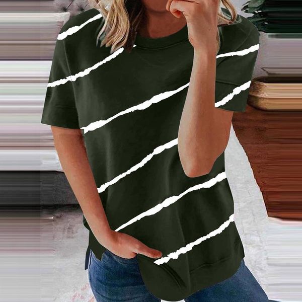 women's clothing spring and summer fashion tie-dye printed striped loose short-sleeved t-shirt plus size, White
women's clothing spring and summer fashion tie-dye printed striped loose short-sleeved t-shirt plus size, White