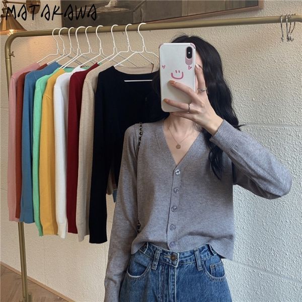 matakawa gentle short sun protection sweaters long sleeve coat autumn knitted cardigan women 210513, White;black
matakawa gentle short sun protection sweaters long sleeve coat autumn knitted cardigan women 210513, White;black