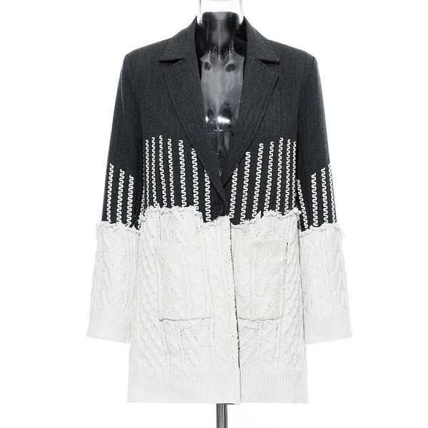 women's suits & blazers est 2021 stylish designer blazer knitting patchwork, White;black
women's suits & blazers est 2021 stylish designer blazer knitting patchwork, White;black