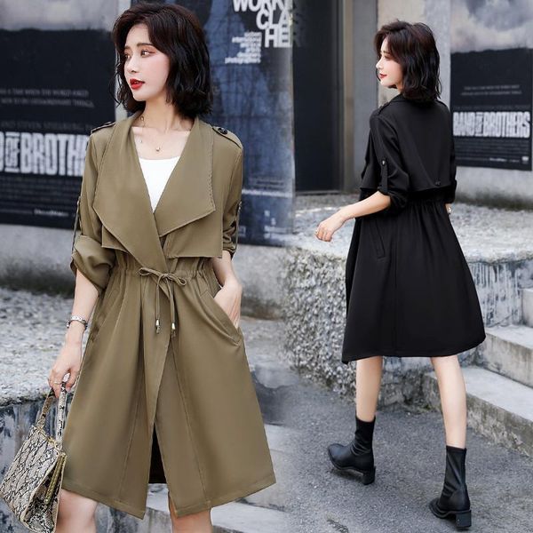 windbreaker women's long small 2021 spring korean close waist british style high end temperament coat fashion trench coats, Tan;black
windbreaker women's long small 2021 spring korean close waist british style high end temperament coat fashion trench coats, Tan;black