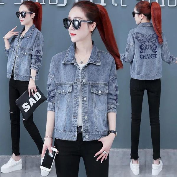 women's jackets denim jacket short style 2021 spring and autumn fashion embroidered, Black;brown
women's jackets denim jacket short style 2021 spring and autumn fashion embroidered, Black;brown