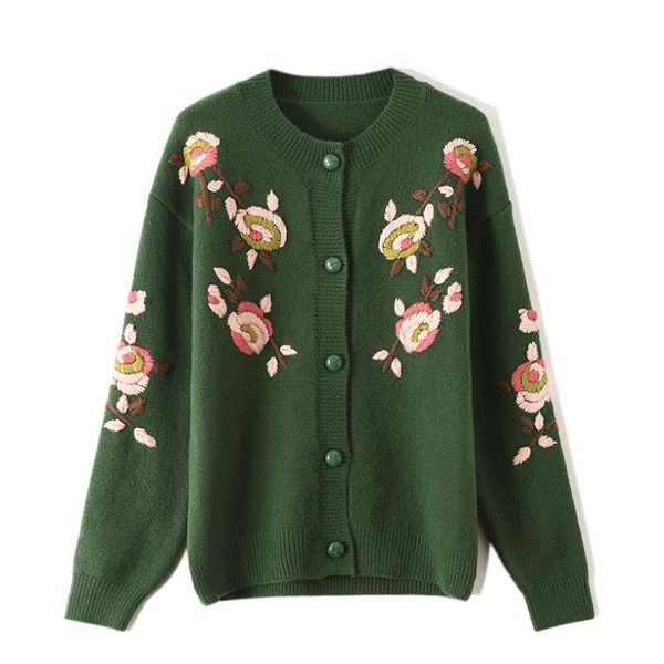 women sweater long sleeve knit floral embroidery korean style autumn winter single-breasted casual female cardigan jacket coat w1371, White;black
women sweater long sleeve knit floral embroidery korean style autumn winter single-breasted casual female cardigan jacket coat w1371, White;black