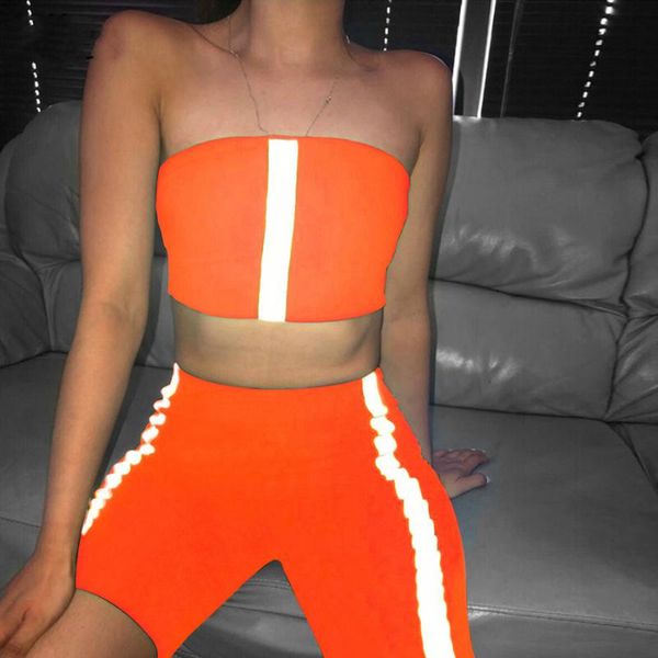 women fashion neon two pieces set reflective striped patchwork short tank elastic waist skinny shorts casual outfits women's piece pant, White
women fashion neon two pieces set reflective striped patchwork short tank elastic waist skinny shorts casual outfits women's piece pant, White