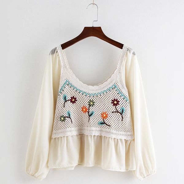 women's knits & tees chiffon shirt women 2021 spring summer french cardigan retro crochet hollow thin knitted blouse cropped top, White
women's knits & tees chiffon shirt women 2021 spring summer french cardigan retro crochet hollow thin knitted blouse cropped top, White