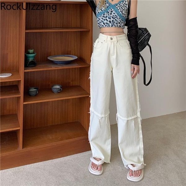 women's jeans ripped tassel streetwear women mom fashion loose straight denim pant solid white high waist elegant bottom korean fall, Blue
women's jeans ripped tassel streetwear women mom fashion loose straight denim pant solid white high waist elegant bottom korean fall, Blue