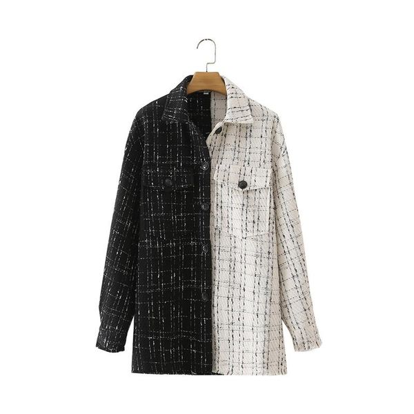 women's jackets 2021 women long autumn black/white splic loose coat sleeve female plaid single breasted streetwear outerwear, Black;brown
women's jackets 2021 women long autumn black/white splic loose coat sleeve female plaid single breasted streetwear outerwear, Black;brown