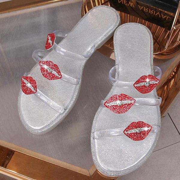 slippers red lips clear narrow band pvc woman slip on flipflops jelly sandals shoes women outside bling lip strap slides female, Black
slippers red lips clear narrow band pvc woman slip on flipflops jelly sandals shoes women outside bling lip strap slides female, Black