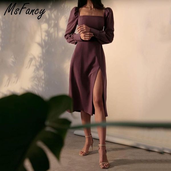 casual dresses msfancy autumn satin dress women vintage square collar long sleeve split vestido de mujer 2021 elegant tunic robes, Black;gray
casual dresses msfancy autumn satin dress women vintage square collar long sleeve split vestido de mujer 2021 elegant tunic robes, Black;gray