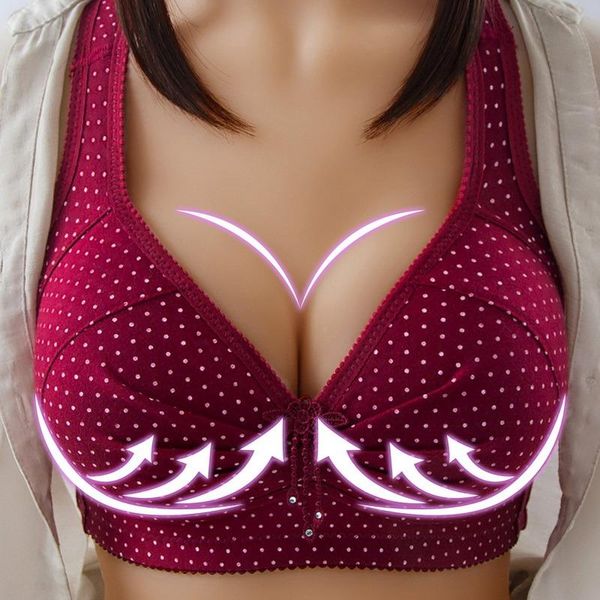 bras women back buckle cotton bra wire plus size underwear widened shoulder straps brasieres comfort black breast cover, Red;black
bras women back buckle cotton bra wire plus size underwear widened shoulder straps brasieres comfort black breast cover, Red;black