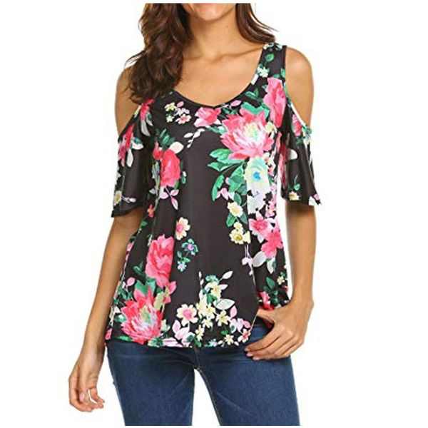 women's blouses & shirts off shoulder blouse round neck floral print short sleeve loose summer casual tunic, White
women's blouses & shirts off shoulder blouse round neck floral print short sleeve loose summer casual tunic, White