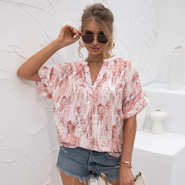 women's blouses & shirts 2021 casual elegant summer women shirt tie-dye print v-neck loose plus size short sleeve ladies, White
women's blouses & shirts 2021 casual elegant summer women shirt tie-dye print v-neck loose plus size short sleeve ladies, White