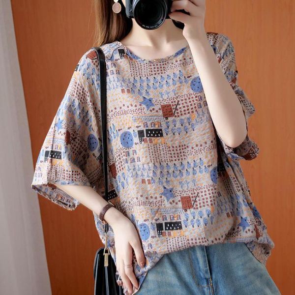 johnature korean simple comfortable retro print o-neck short sleeve plus size t-shirt summer loose all-match women 210521, White
johnature korean simple comfortable retro print o-neck short sleeve plus size t-shirt summer loose all-match women 210521, White