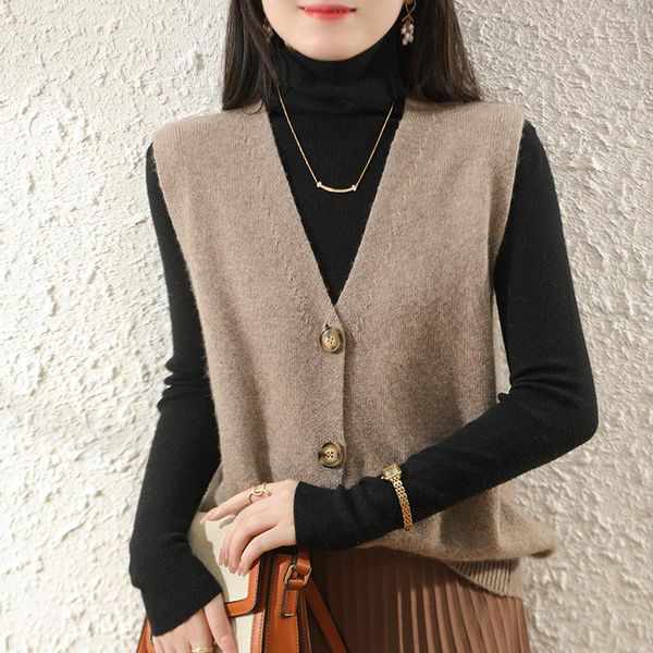 women's knits & tees loose v-neck women sleeveless cardigans 100% pure australian wool knitted jackets 2021 winter soft warm sweaters, White
women's knits & tees loose v-neck women sleeveless cardigans 100% pure australian wool knitted jackets 2021 winter soft warm sweaters, White