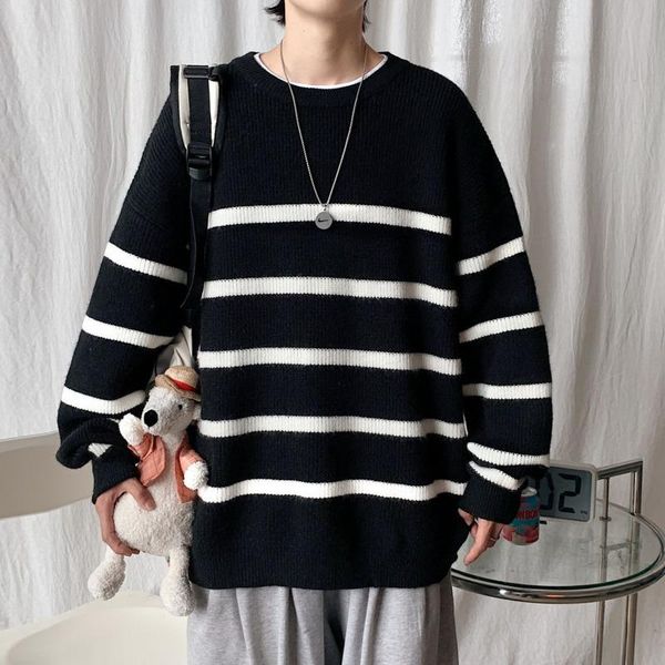 men's sweaters autumn winter striped sweater vest men fashion casual knitted pullover korean loose long-sleeved mens jumper clothes, White;black
men's sweaters autumn winter striped sweater vest men fashion casual knitted pullover korean loose long-sleeved mens jumper clothes, White;black