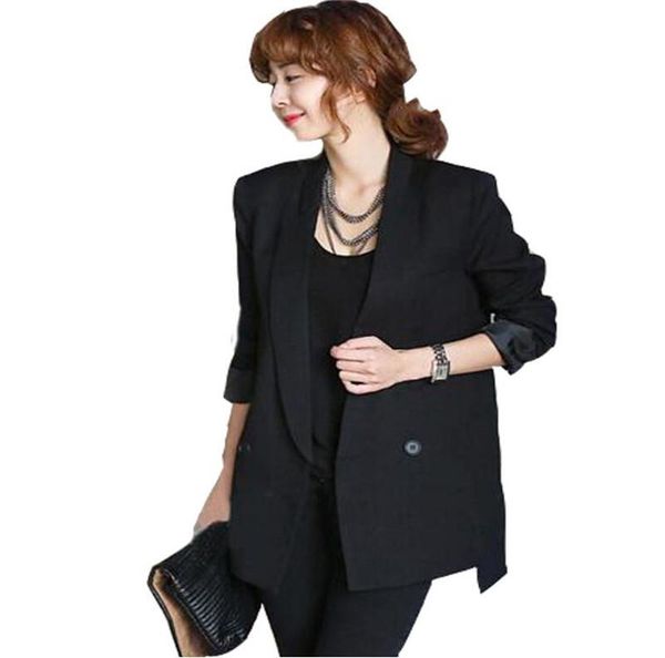 women's suits & blazers 2021 women solid long style black jacket and blazer female notched collar asymmetrical ladies feminino, White;black
women's suits & blazers 2021 women solid long style black jacket and blazer female notched collar asymmetrical ladies feminino, White;black