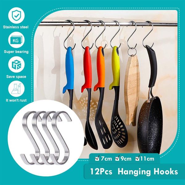 25# 12pcs s shaped hanging hooks stainless steel silver color multifunctional durable holder tool organizer & rails
25# 12pcs s shaped hanging hooks stainless steel silver color multifunctional durable holder tool organizer & rails