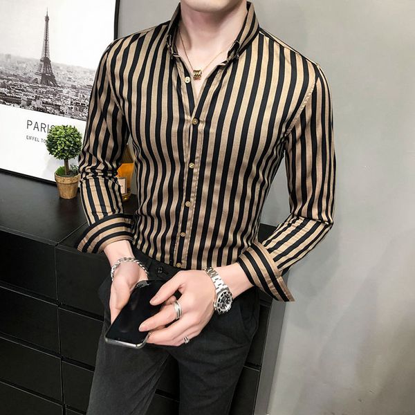 men's casual shirts striped printed shirt, long sleeved british style, korean trend, White;black
men's casual shirts striped printed shirt, long sleeved british style, korean trend, White;black