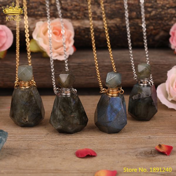 flash labradorite diffuser oil pendant jewelry for women faceted natural stone perfume bottle gold chains necklace, Silver
flash labradorite diffuser oil pendant jewelry for women faceted natural stone perfume bottle gold chains necklace, Silver