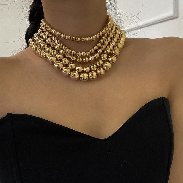 punk exaggerated ethnic style beaded necklace hip-hop handmade gold balls multilayer large short chokers gothic jewelry chains, Silver
punk exaggerated ethnic style beaded necklace hip-hop handmade gold balls multilayer large short chokers gothic jewelry chains, Silver