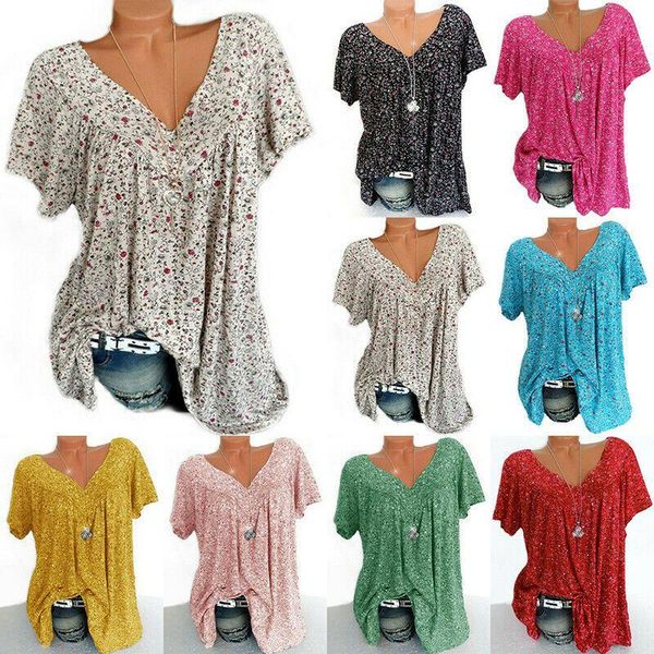 women's blouses & shirts cotton blend casual comfort tees women v neck floral print t-shirts short sleeve loose fit blouse summer fashi, White
women's blouses & shirts cotton blend casual comfort tees women v neck floral print t-shirts short sleeve loose fit blouse summer fashi, White