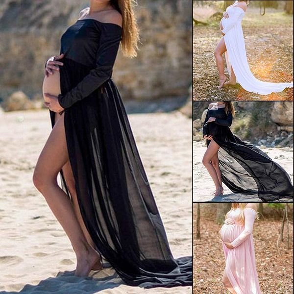 pregnant dresses for po shoot women maternity lace party robe one-shoulder long sleeves dress outwear casual, Black;gray
pregnant dresses for po shoot women maternity lace party robe one-shoulder long sleeves dress outwear casual, Black;gray