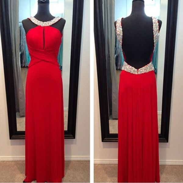 gorgeous red chiffon prom dresses a-line halter keyhole major beaded evening formal gowns floor length chiffon dress for party wear, Black
gorgeous red chiffon prom dresses a-line halter keyhole major beaded evening formal gowns floor length chiffon dress for party wear, Black