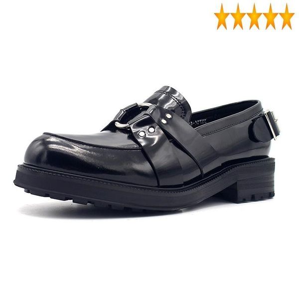dress shoes elegant mens genuine leather british buckle designer block med heels round toe slip on loafers platform formal, Black
dress shoes elegant mens genuine leather british buckle designer block med heels round toe slip on loafers platform formal, Black
