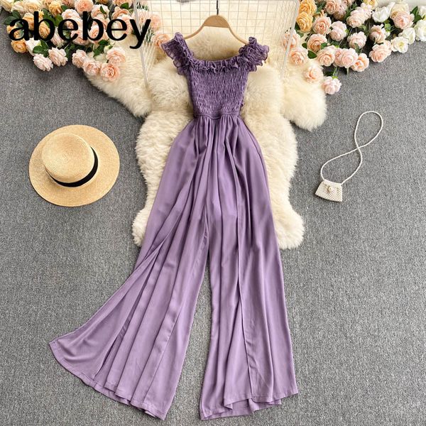 women korean strap rompers sleeveless sashes solid jumpsuit summer off shoulder wide leg long 210512, Black;white
women korean strap rompers sleeveless sashes solid jumpsuit summer off shoulder wide leg long 210512, Black;white