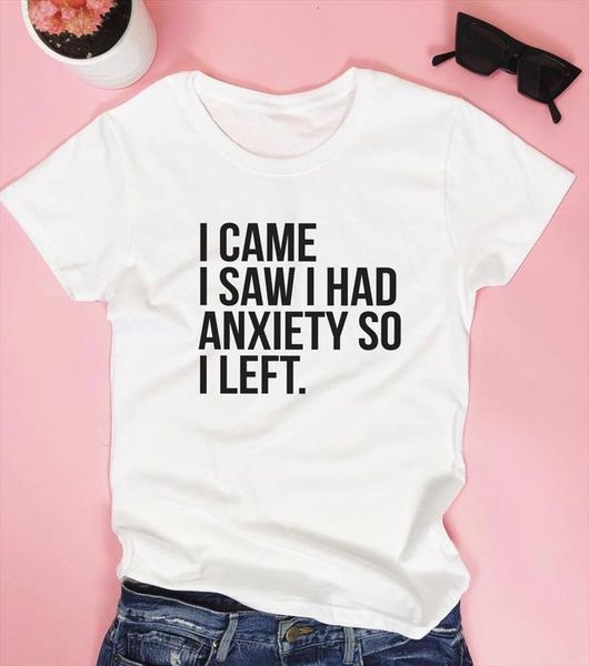 i came saw had anxiety men and womens so left women cotton casual t shirt for lady yong girl, White;black
i came saw had anxiety men and womens so left women cotton casual t shirt for lady yong girl, White;black