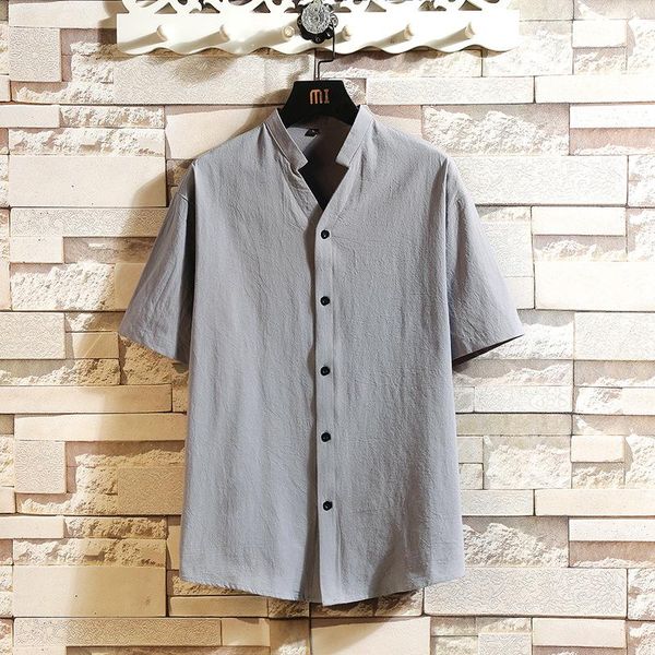 men's summer chinese style solid color short sleeve shirt cotton and linen stand collar casual shirts, White;black
men's summer chinese style solid color short sleeve shirt cotton and linen stand collar casual shirts, White;black