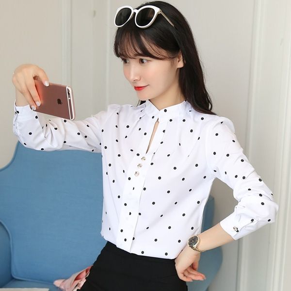 2020 spring new women v neck long sleeve polka dot sweet white blouse casual office lady slim shirts blouses x0521
2020 spring new women v neck long sleeve polka dot sweet white blouse casual office lady slim shirts blouses x0521