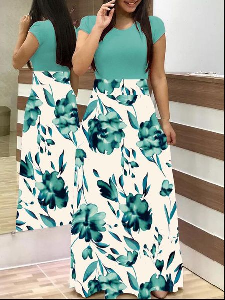 s 5xl robe summer womens dresses maxi short sleeve patchwork printed long boho high waist plus size, Black;gray
s 5xl robe summer womens dresses maxi short sleeve patchwork printed long boho high waist plus size, Black;gray