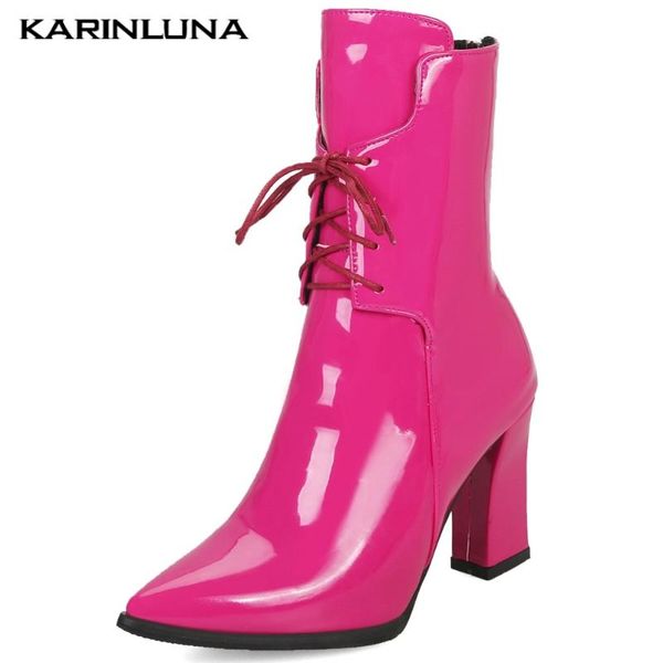 boots karin fashion woman shoes bright rose color solid shoelace spike heels ankel pointed toe trendy, Black
boots karin fashion woman shoes bright rose color solid shoelace spike heels ankel pointed toe trendy, Black