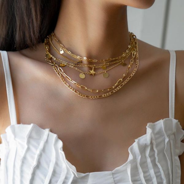 chains vintage multi-layer chain necklace for women trendy multilayered gold snake choker star heart pendant jewelry, Silver
chains vintage multi-layer chain necklace for women trendy multilayered gold snake choker star heart pendant jewelry, Silver