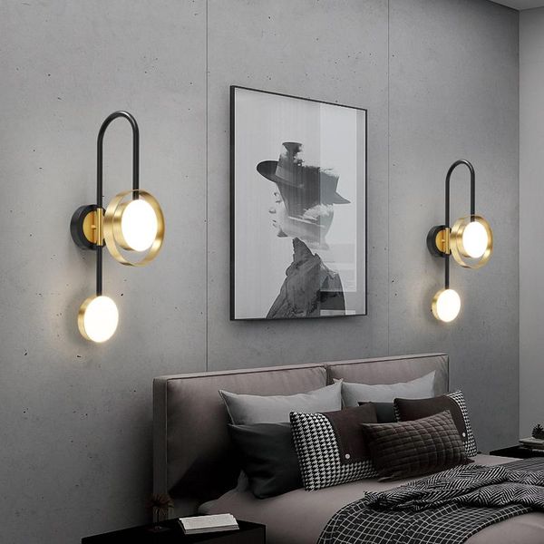 modern gold wall lamp led bedroom bedside living room tv aisle creative study reading