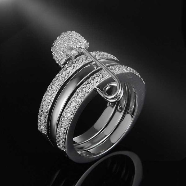 wedding rings inlaid crystal zircon small pin ring fashion personality custom simple women classic multi-layer shiny finger jewelry, Slivery;golden