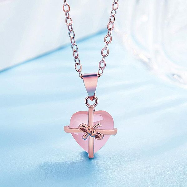 exquisite pink crystal heart-shaped pendant necklace charming women's wedding rose gold clavicle chain fashion jewelry gift necklaces, Silver
exquisite pink crystal heart-shaped pendant necklace charming women's wedding rose gold clavicle chain fashion jewelry gift necklaces, Silver