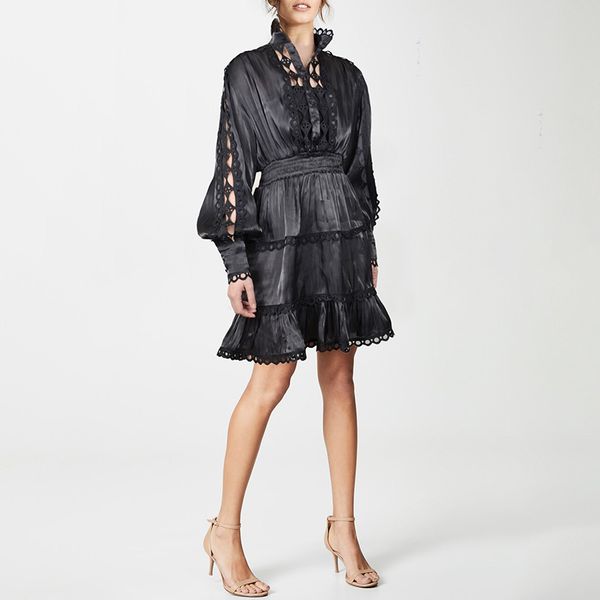 a line white and black elegant female lantern long sleeve hollow out stand collar patchwork lace women's es autumn fashion, Black;gray
a line white and black elegant female lantern long sleeve hollow out stand collar patchwork lace women's es autumn fashion, Black;gray