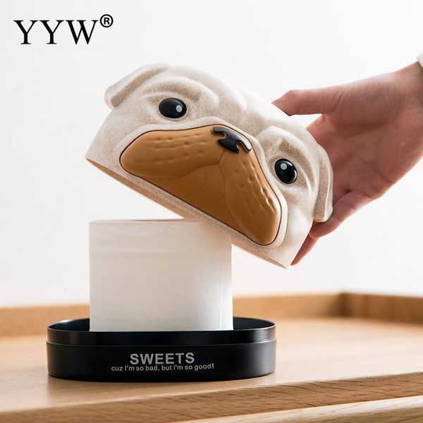 tissue boxes & napkins wheat straw box holder dog pattern cover kitchen napkin container carton paper for home