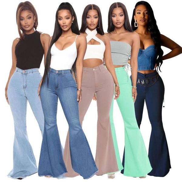 women's jeans 2021 autumn fashion women solid color high waist slim bell-bottoms flared woman elasticity wide leg denim pants, Blue
women's jeans 2021 autumn fashion women solid color high waist slim bell-bottoms flared woman elasticity wide leg denim pants, Blue