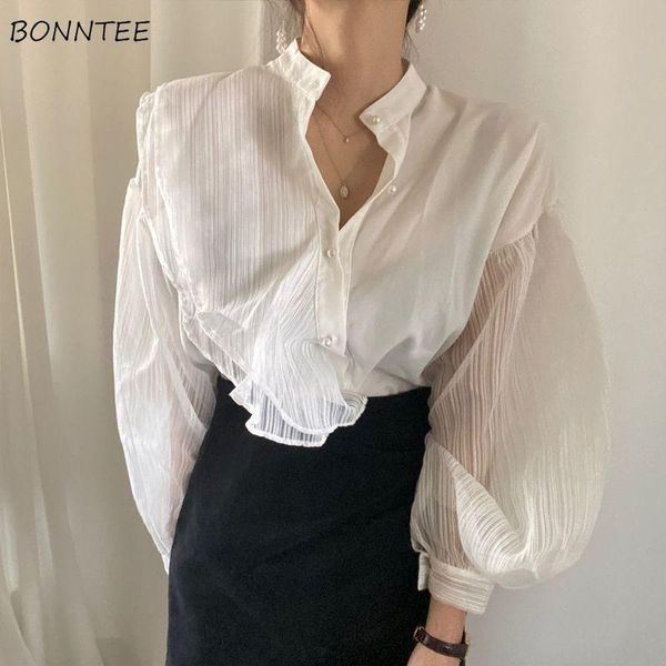 women's blouses & shirts women all-match mesh patchwork lantern sleeve aesthetic summer simple breathable ins leisure elegant tender, White
women's blouses & shirts women all-match mesh patchwork lantern sleeve aesthetic summer simple breathable ins leisure elegant tender, White