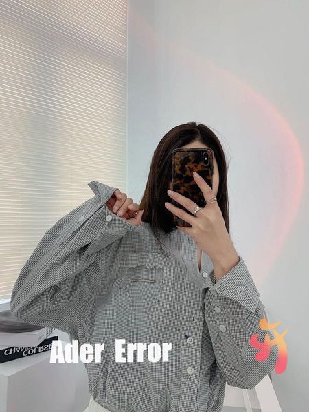 men's casual shirts ader error clothes contrasting color small grid and stripes match fashion streetwear adererror male, White;black
men's casual shirts ader error clothes contrasting color small grid and stripes match fashion streetwear adererror male, White;black