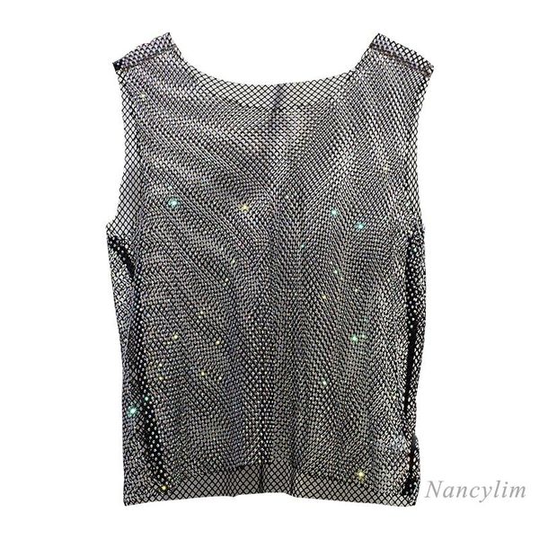 women's t-shirt summer thin rhinestone vest shirt woman mesh bling sling hollow all-match casual sleeveless tees, White
women's t-shirt summer thin rhinestone vest shirt woman mesh bling sling hollow all-match casual sleeveless tees, White
