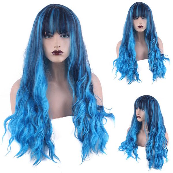 70cm wavy cosplay synthetic hair wigs with bangs blue wig 28 inches perruques de cheveux humains kw-80s, Black
70cm wavy cosplay synthetic hair wigs with bangs blue wig 28 inches perruques de cheveux humains kw-80s, Black